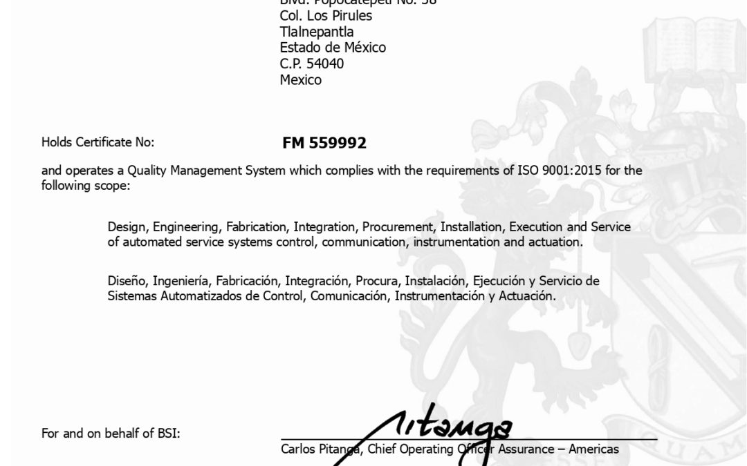 Certificación ISO-9001:2015